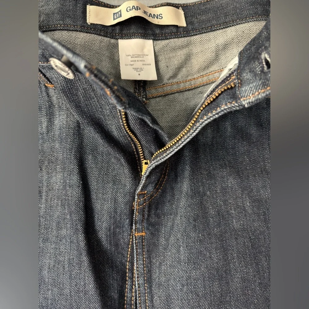 GAP Dark Wash Denim A-Line Skirt Cotton Mid Rise Classic Size 8